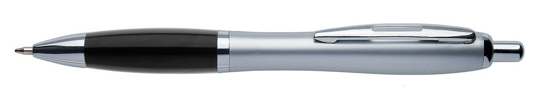 Plastikowy długopis reklamowy AP1001-03 - srebrno-czarny